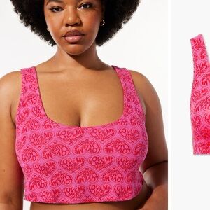 Savage X Fenty Rib Sleep Crop Top Millennial Pink Flirt Alert Size Large Cozy